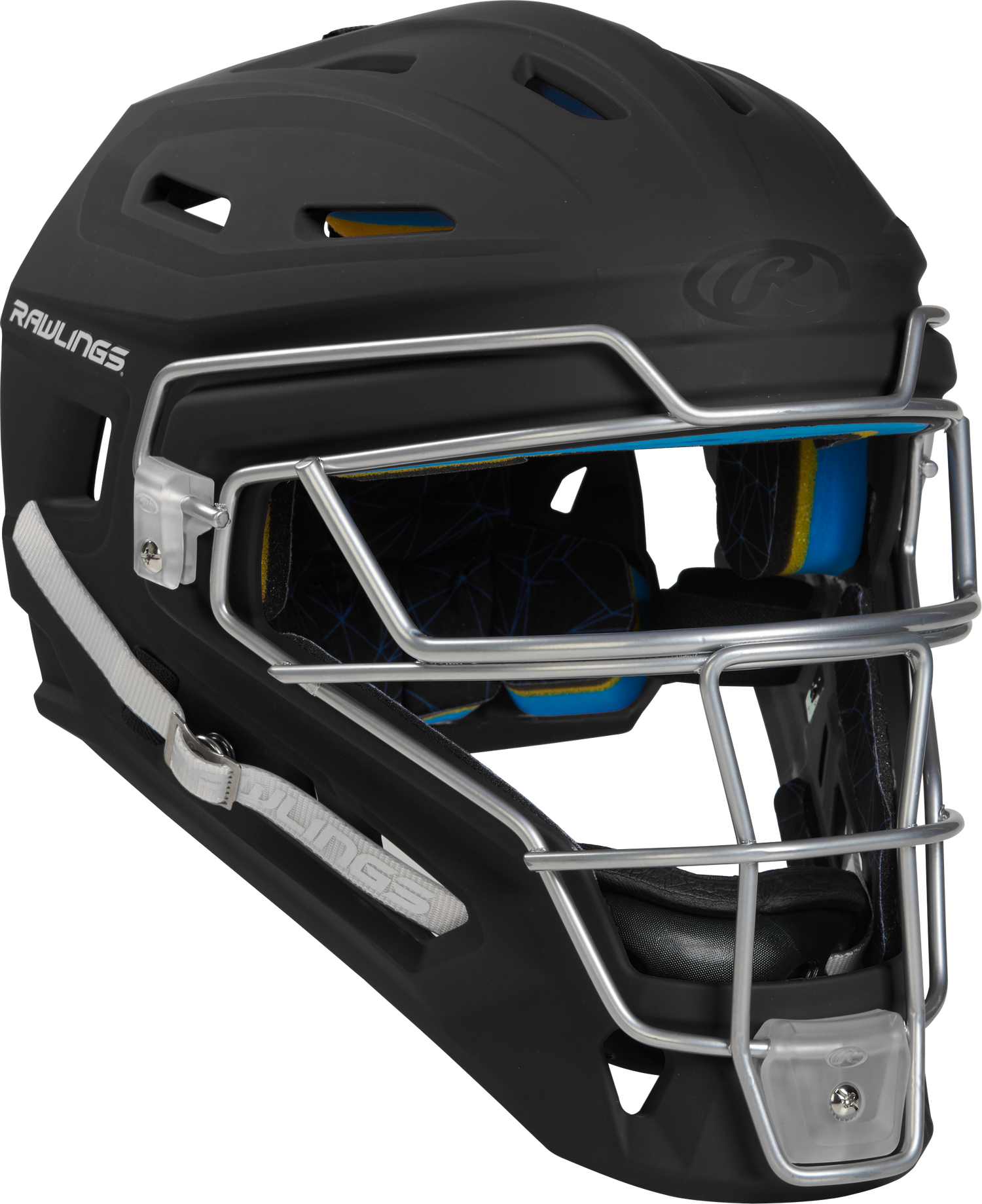 Rawlings-Mach-Matte-2-Tone-CHMCHJ-Junior-Hockey-Style-Catchers-Helmet-Black-White-Front-View