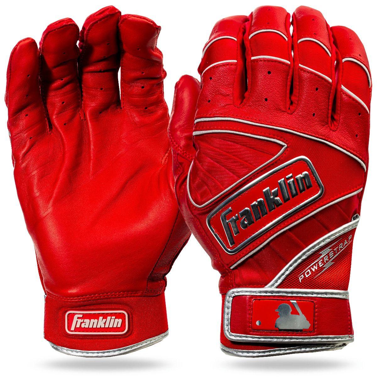 Franklin MLB Powerstrap Chrome Adult Baseball/Softball Batting Gloves - SPC