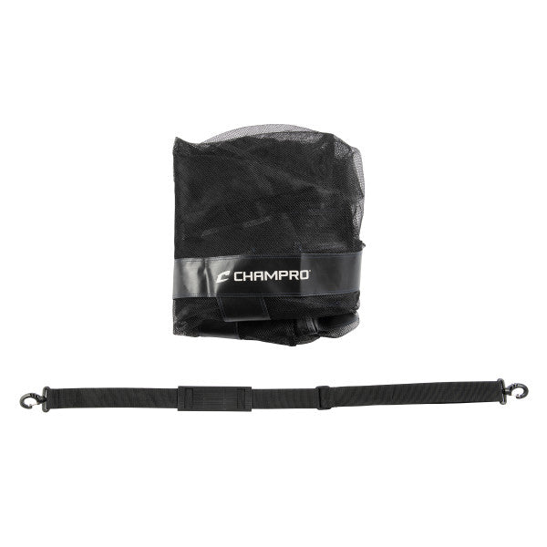 Champro-Deluxe-Mesh-Carry-Bag-Shoulder-Strap-E90B-Black-Front-View