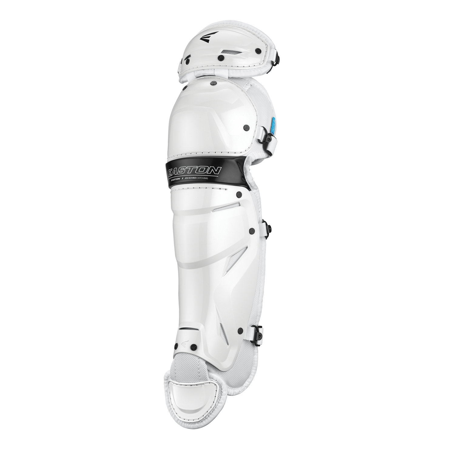 Easton-Jen-Schro-The-Very-Best-JSTVBLGS-Small-Fastpitch-Catchers-Leg-Guards-White-Front-View