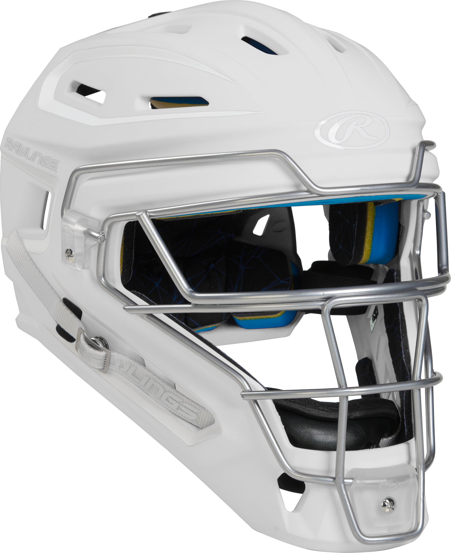 Rawlings-Mach-Matte-2-Tone-CHMCHJ-Junior-Hockey-Style-Catchers-Helmet-White-White-Front-View