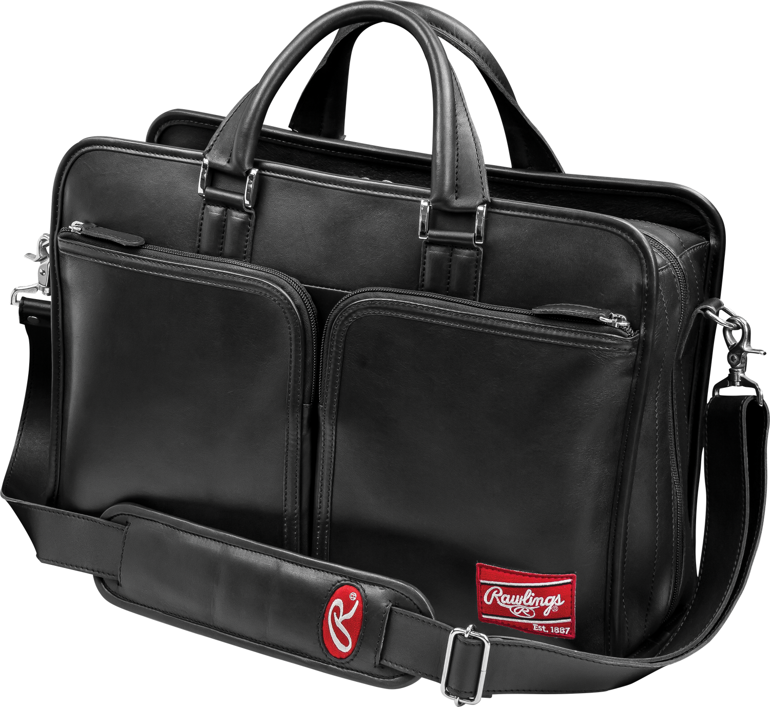Rawlings-Heart-of-the-Hide-HOHBCB-Black-Leather-Baseball-Briefcase-Bag-Front-View