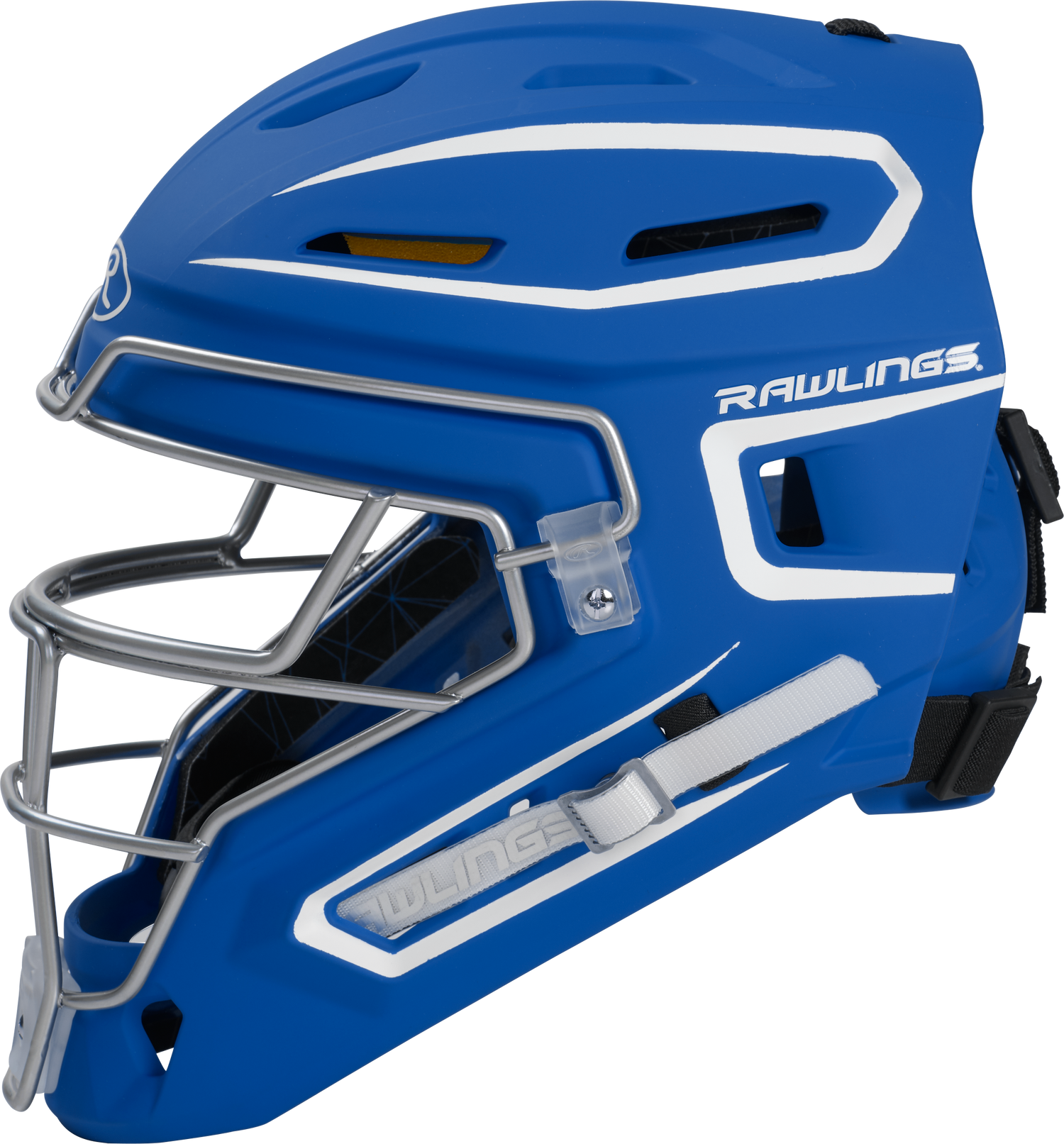 Rawlings-Mach-Matte-2-Tone-CHMCHJ-Junior-Hockey-Style-Catchers-Helmet-Royal-White-Front-View