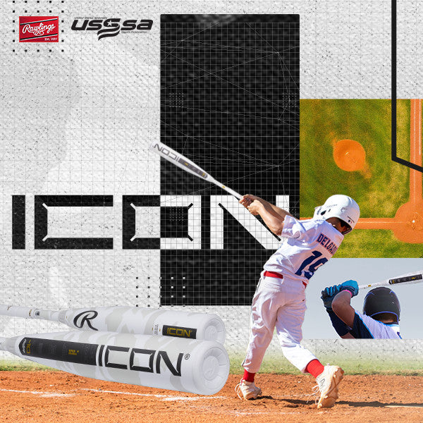 2025 Rawlings Icon -8 USSSA Baseball Bat RUT5I8 in white camo design.