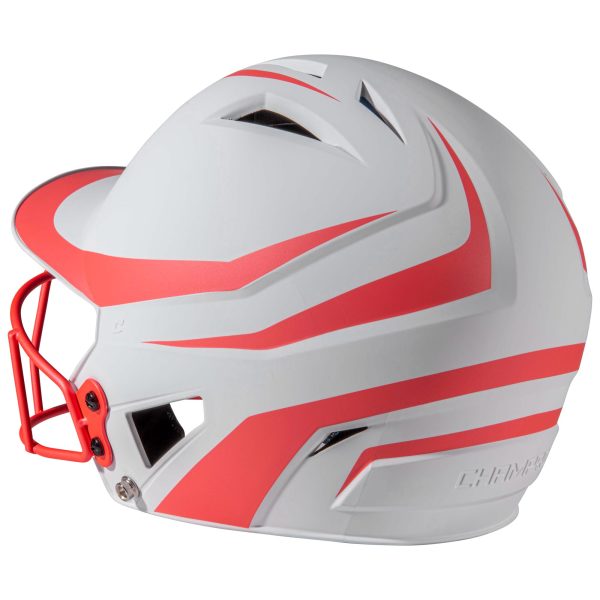 Champro-HX-Rise-Legend-Fastpitch-Junior-Batting-Helmet-Facemask-HXFPM2-Coral-Orange-Front-View