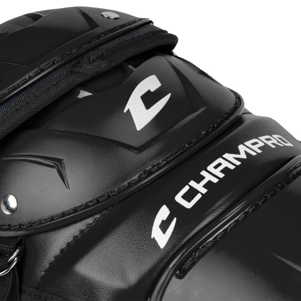 Champro-Optimus-Pro-Adult-Leg-Guard-CG181-Black-Pair-Front-View