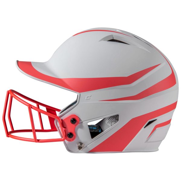 Champro-HX-Rise-Legend-Fastpitch-Junior-Batting-Helmet-Facemask-HXFPM2-Coral-Orange-Front-View