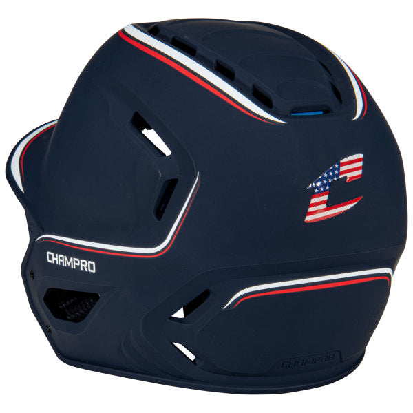 Champro-HXE-Two-Tone-Matte-Large-Baseball-Helmet-HXEM2-Navy-White-Scarlet-Front-View