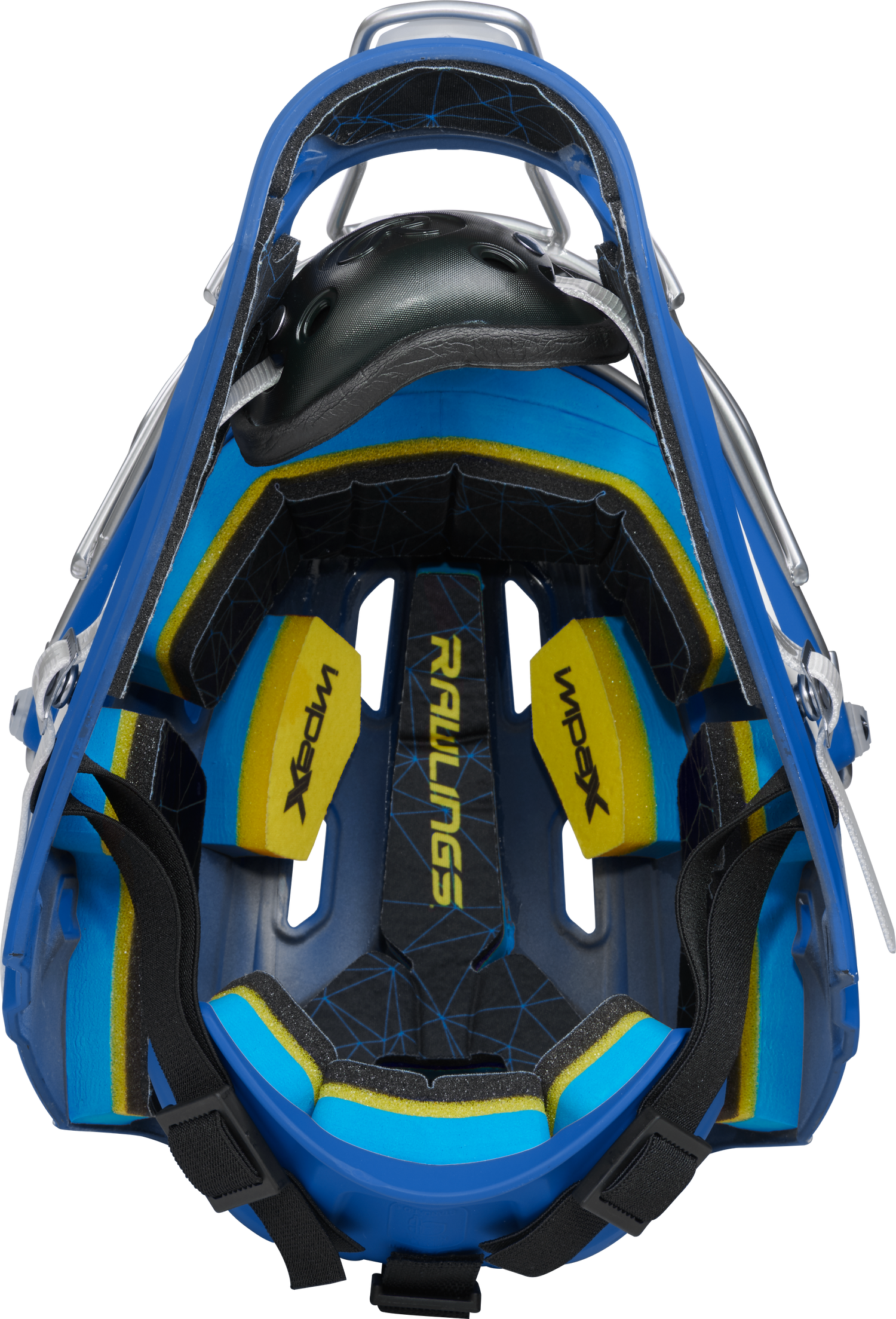 Rawlings-Mach-Matte-2-Tone-CHMCHJ-Junior-Hockey-Style-Catchers-Helmet-Royal-White-Front-View
