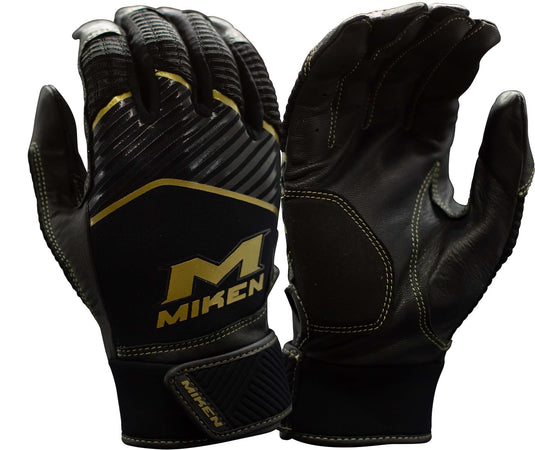 Miken Freak Gold Adult Baseball/Softball Batting Gloves MBGGLD