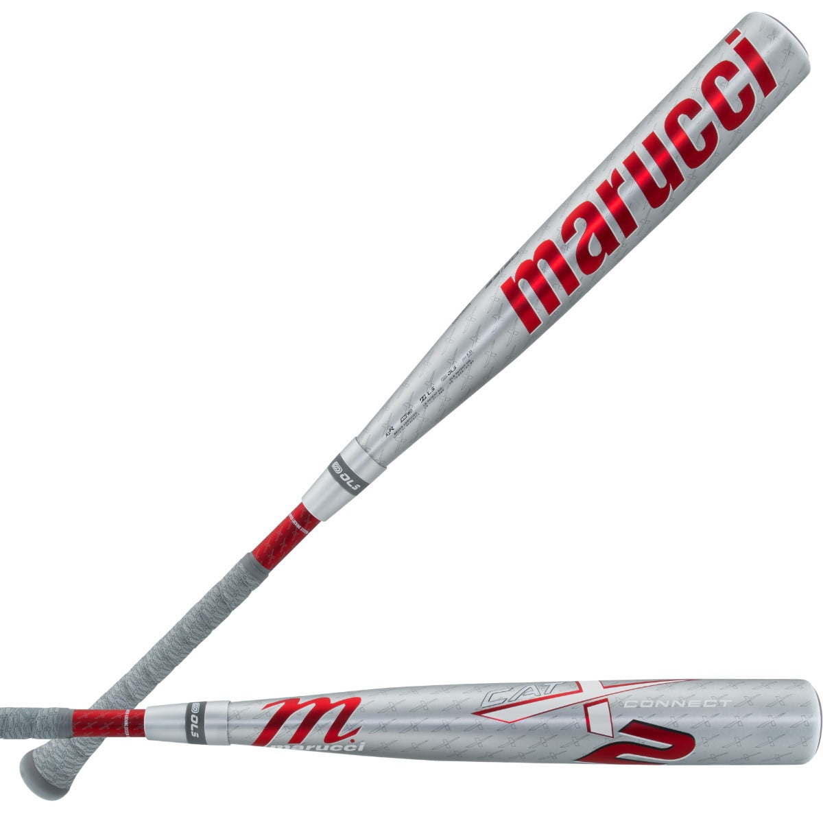 Marucci CATX2 Connect -3 BBCOR baseball bat, featuring a silver and black design with blue accents on the barrel and handle.