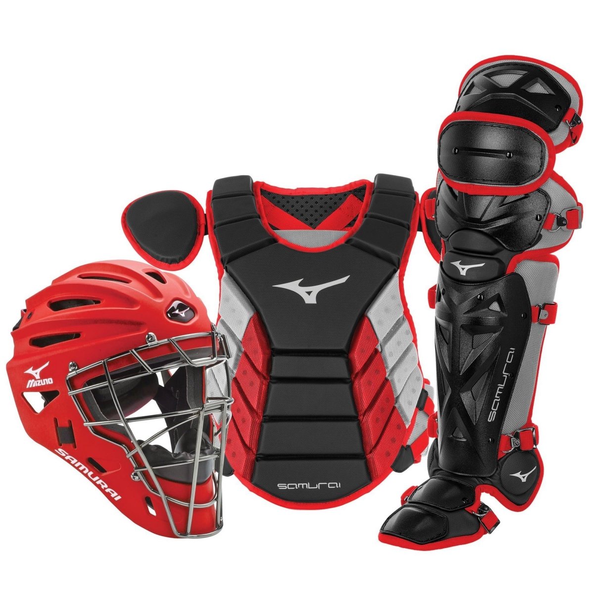 Mizuno Adult 15" Samurai Baseball Catcher's Gear Box Set - SPC Sports380418-Black/RedMizuno