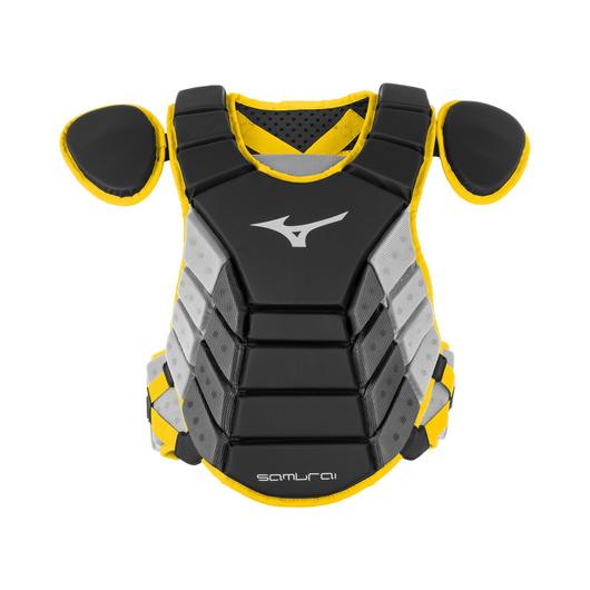 mizuno catchers gear Mizuno Samurai Baseball Chest Protector 15" / Black/Yellow
