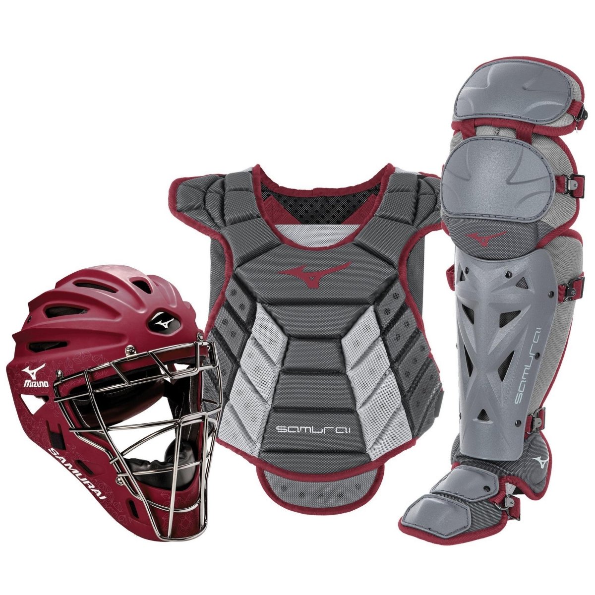 Mizuno Women's Samurai Softball 14"/15" Catcher's Gear Box Set - SPC Sports380421-Gray/MaroonMizuno