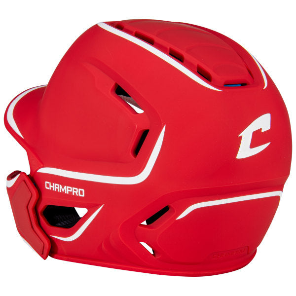 Champro-HXE-Matte-Large-Baseball-Helmet-Jaw-Guard-HXEM2JG-Scarlet-Front-View