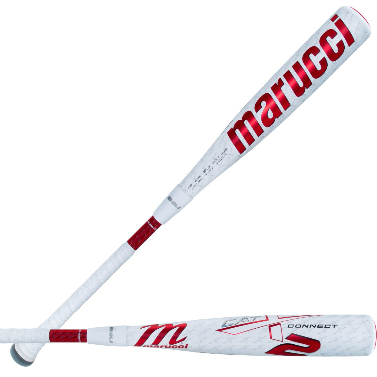 The image shows the 2025 Marucci CATX2 Connect -10 USSSA baseball bat. It has a sleek black design with the Marucci logo and text prominently displayed on the barrel in gray. The barrel is made of a two-piece extended composite material and is the maximum