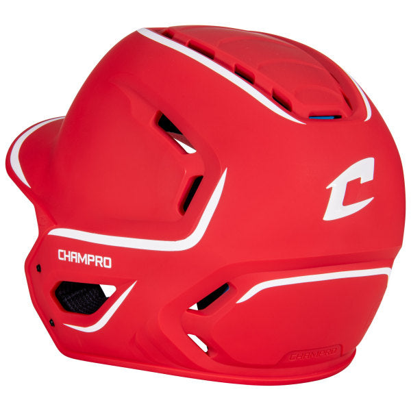 Champro-HXE-Two-Tone-Matte-Medium-Baseball-Helmet-HXEM2-Scarlet-Front-View