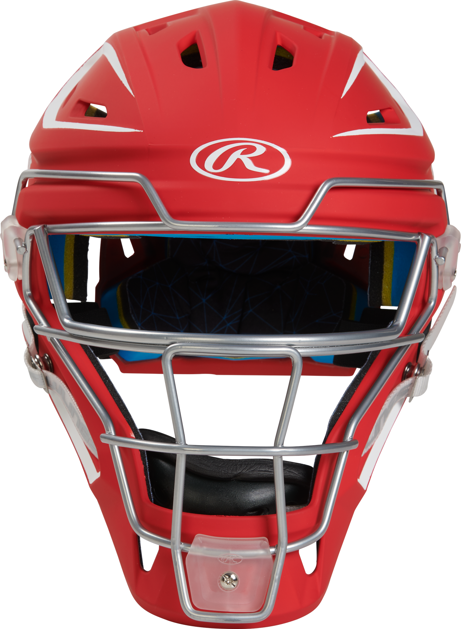 Rawlings-Mach-Matte-2-Tone-CHMCHJ-Junior-Hockey-Style-Catchers-Helmet-Scarlet-White-Front-View