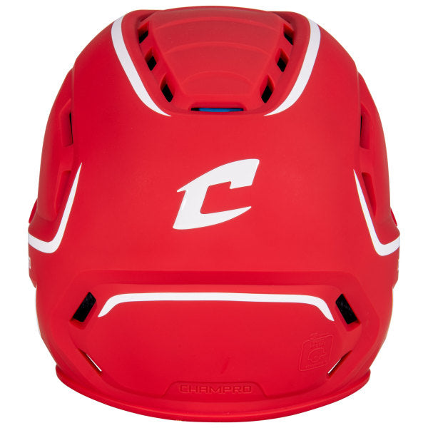 Champro-HXE-Two-Tone-Matte-Medium-Baseball-Helmet-HXEM2-Scarlet-Front-View