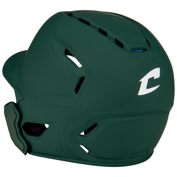 Champro-HXE-Matte-Large-Baseball-Helmet-Jaw-Guard-HXEMJG-Forest-Green-Front-View