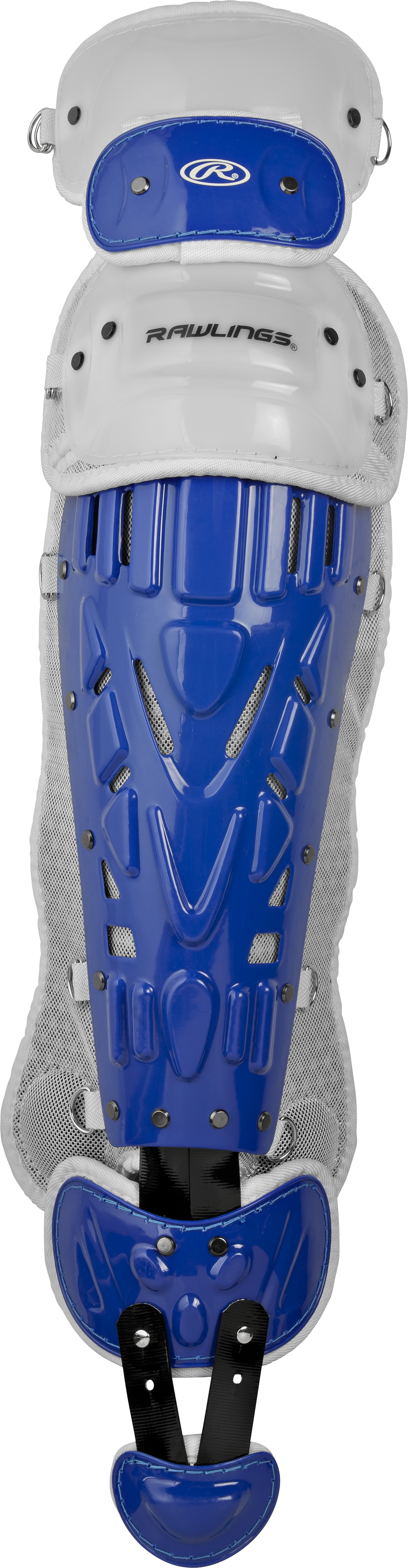 Rawlings-VELO-2.0-LGVELI-Intermediate-15-5-Inch-Catchers-Leg-Guards-Royal-White-Front-View
