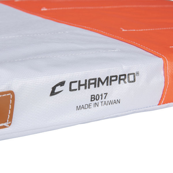 Champro-Double-First-Base-B016-15x30x3-Quilted-White-Orange-Baseball-Softball-Front-View