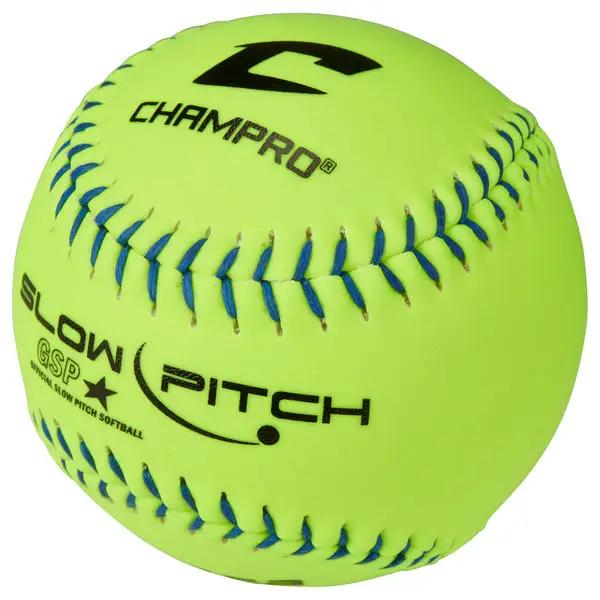 Champro-USSSA-44-Synth-12-Inch-Slowpitch-Softball-CSB89-Optic-Yellow-Durahide-Front-View
