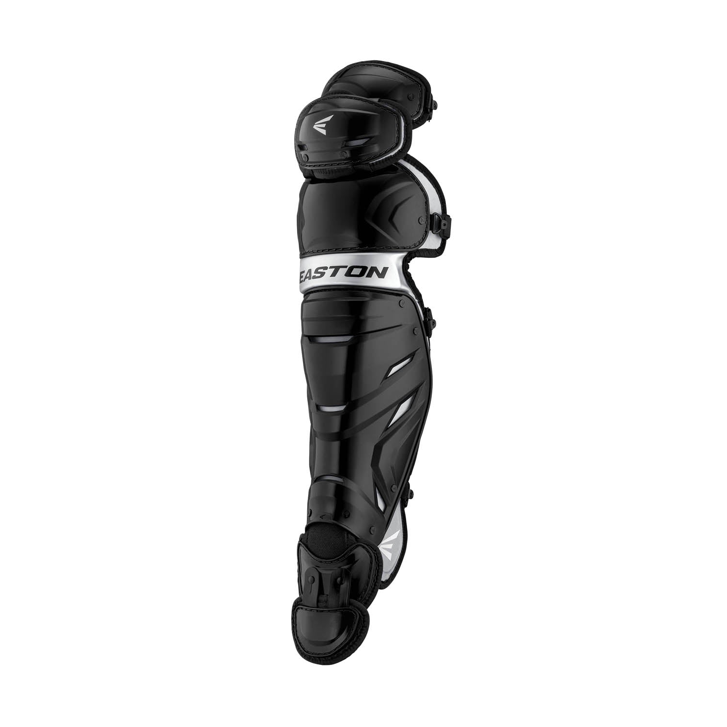 Easton-Elite-X-ELXLGY-Youth-14-Inch-Catchers-Leg-Guards-Black-Front-View