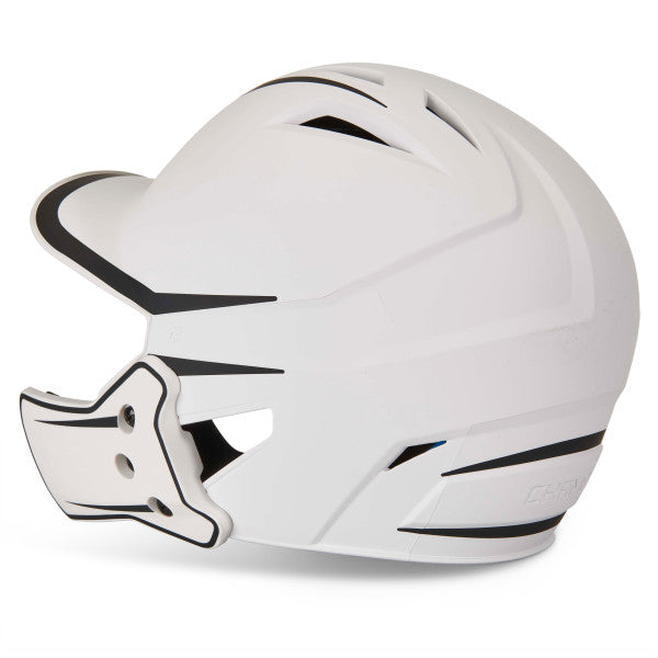 Champro-HX-Legend-Plus-Senior-Baseball-Helmet-Jaw-Guard-HXM2JG-White-Black-Front-View