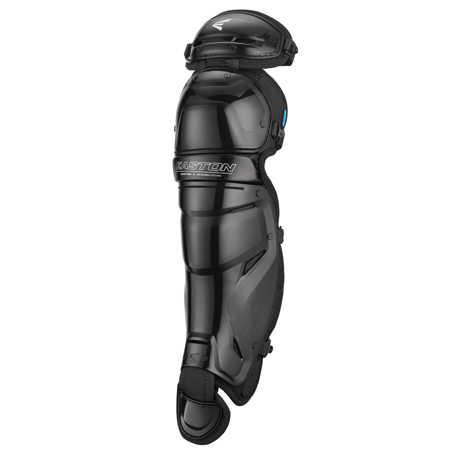 Easton-Jen-Schro-The-Very-Best-JSTVBLGS-Small-Fastpitch-Catchers-Leg-Guards-Black-Front-View