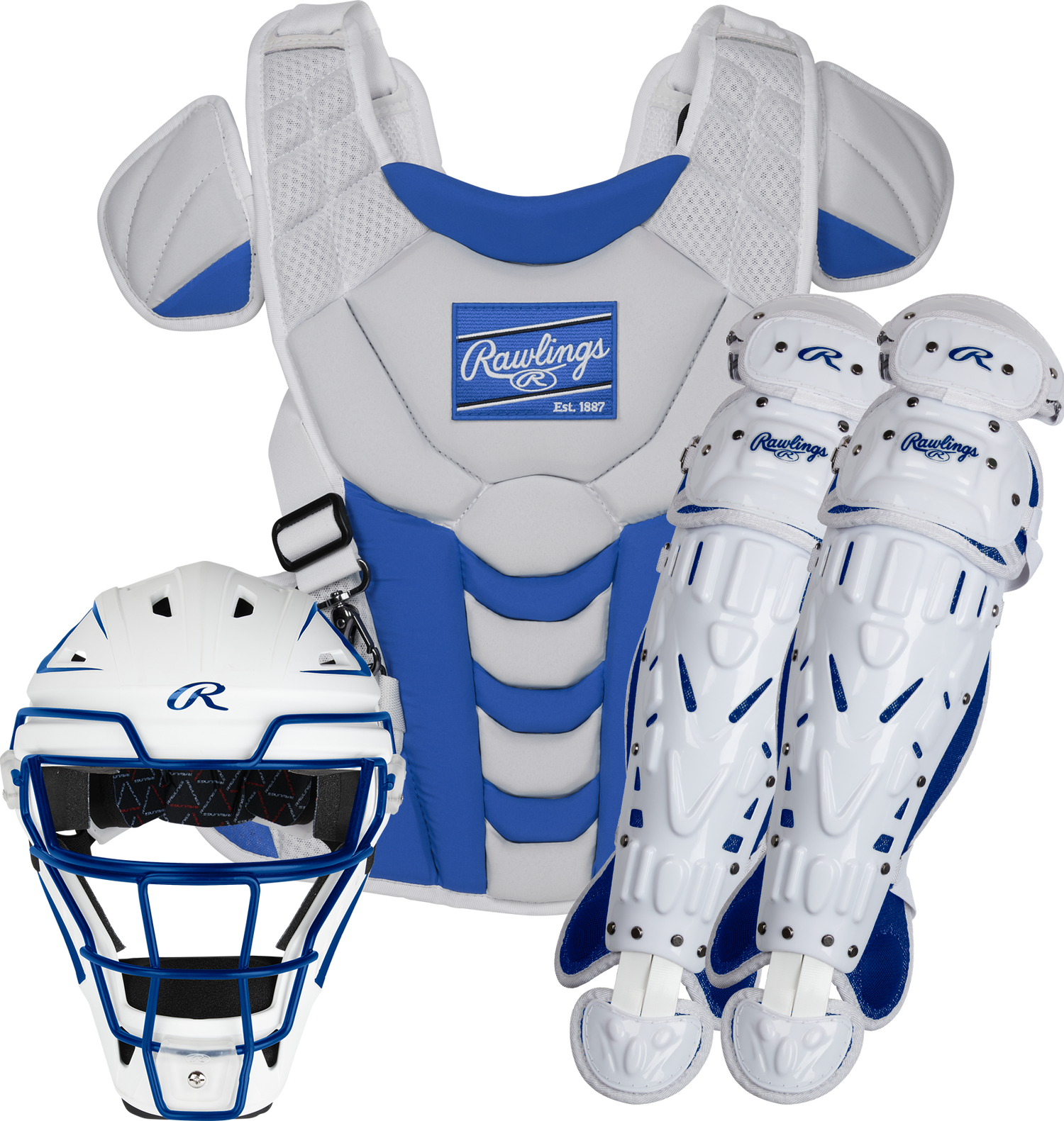 Rawlings-Velo-2.0-CSSBL-Large-Fastpitch-Catchers-Box-Set-Royal-White-Front-View