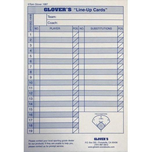 SPC/Glover's Baseball/Softball Lineup Cards BS20 - SPC