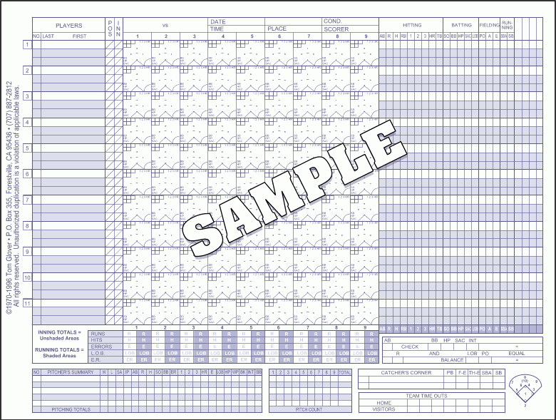 SPC/Glover's Baseball/Softball Scorebook BS10 - SPC