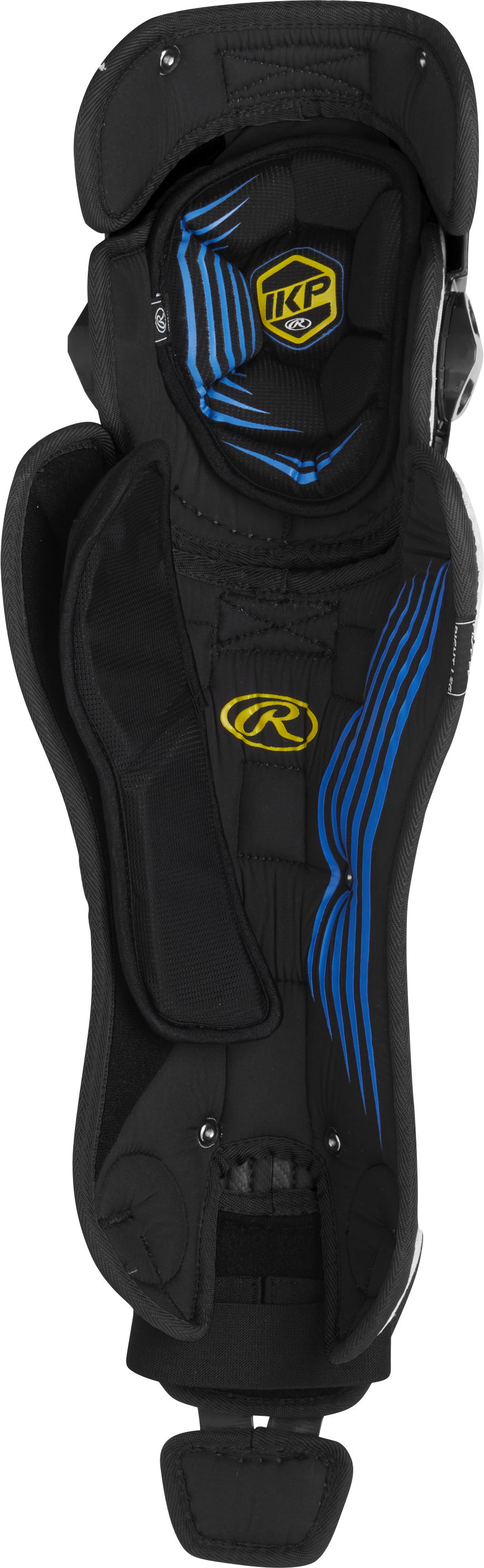 Rawlings-Mach-MCHLGA-Adult-17-Inch-Catchers-Leg-Guards-Black-Front-View