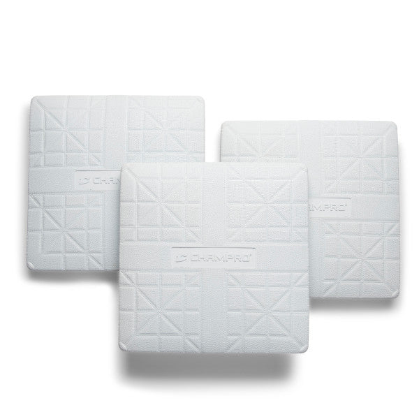 Champro-Molded-Pro-Style-Base-Set-B001X-15-Inch-Baseball-Softball-Three-Pack-White-Front-View