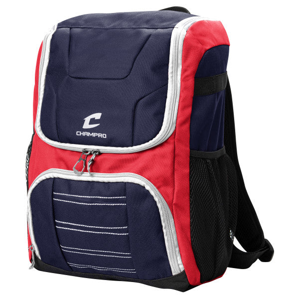 Champro-Prodigii-Backpack-E87-Scarlet-White-Royal-Front-View