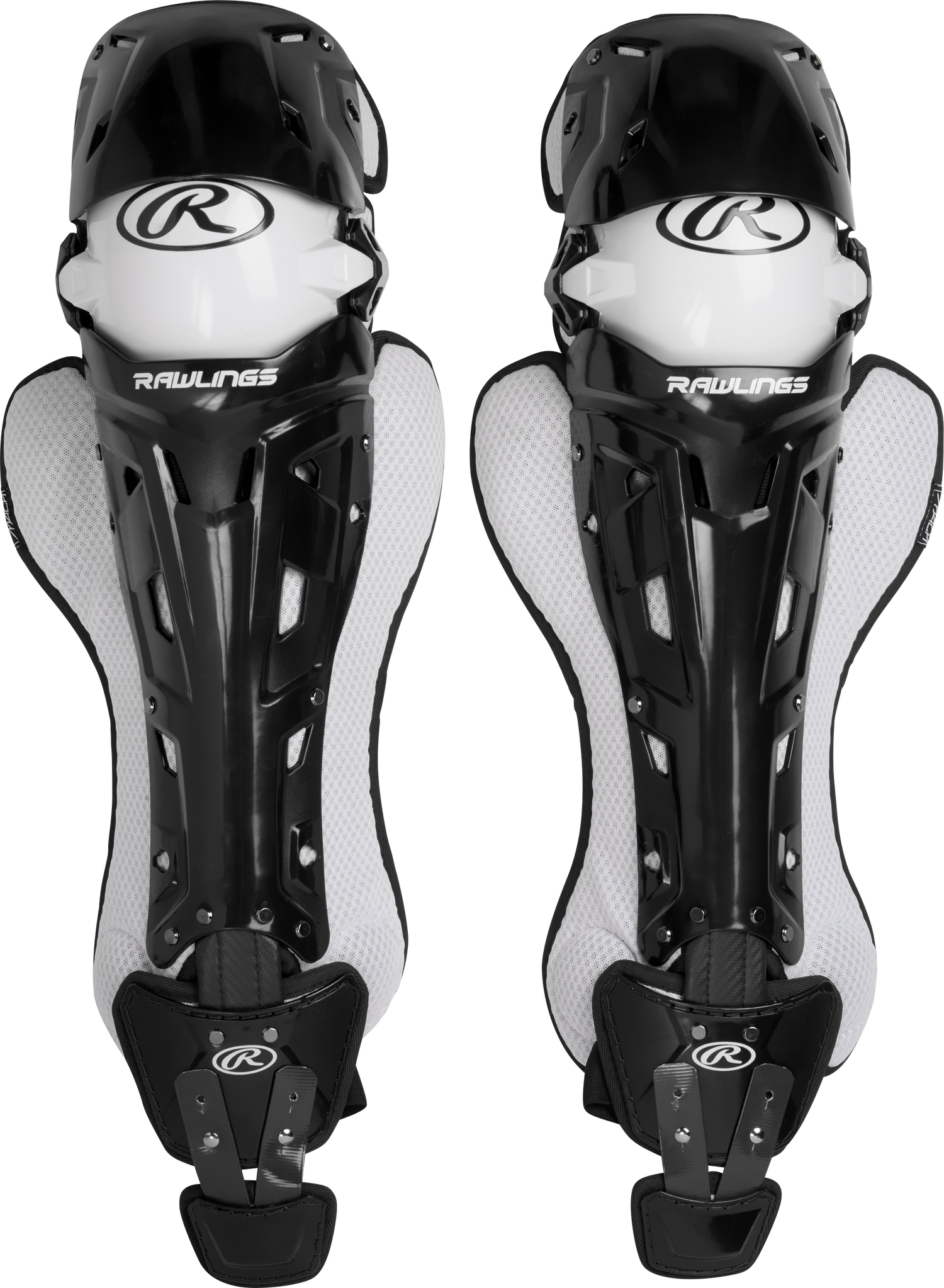Rawlings-Mach-MCHLGI-Intermediate-Catchers-Leg-Guards-Black-Front-View