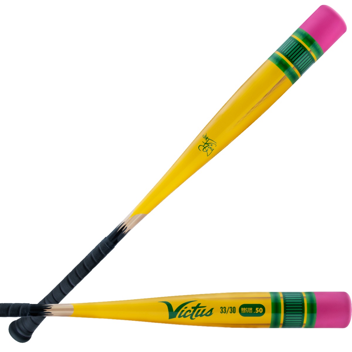 "2025 Victus PENCIL BBCOR Baseball Bat with one-piece aluminum design, mid-balanced construction, ergonomic handle taper, and micro-perforated grip, available at SPC Sports."