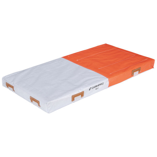 Champro-Double-First-Base-B016-15x30x3-Quilted-White-Orange-Baseball-Softball-Front-View