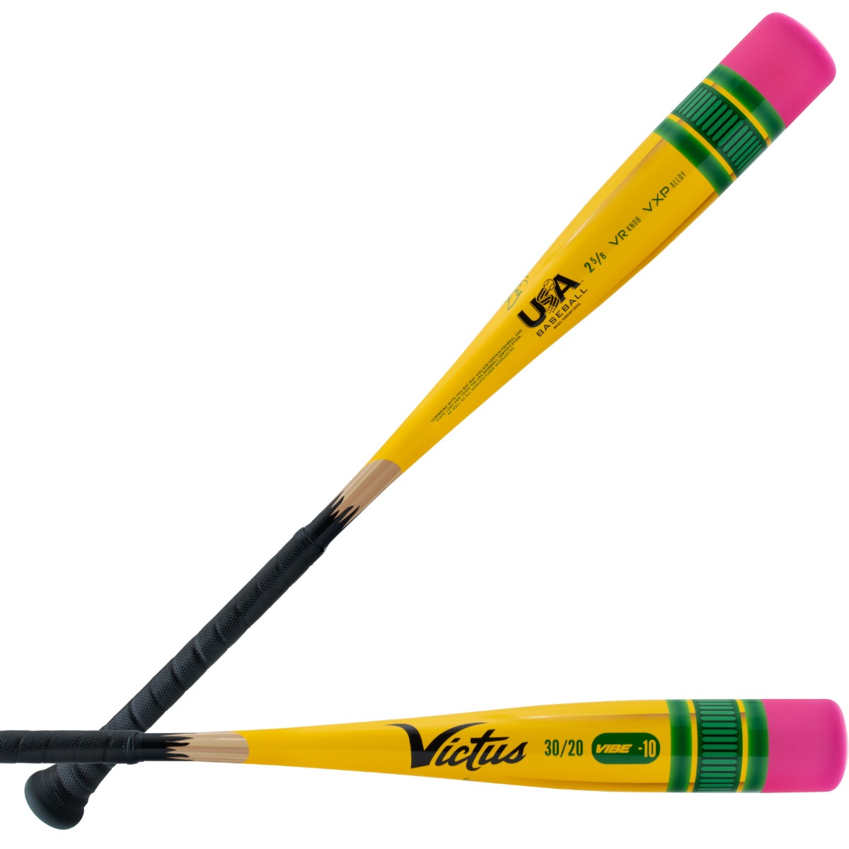 2025 Victus PENCIL USA Baseball -10 from SPC Sports, featuring one-piece aluminum design, ergonomic handle, micro-perforated grip, and VXP alloy for enhanced performance.