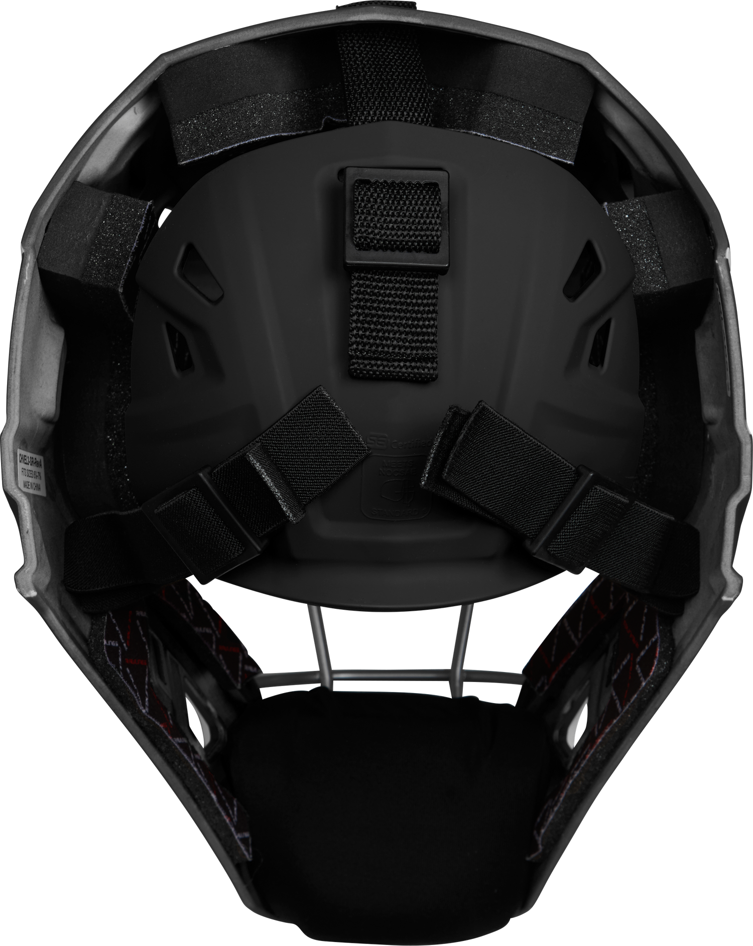 Rawlings-VELO-2.0-CHV27S-Matte-Senior-Catchers-Helmet-Black-Orange-Front-View