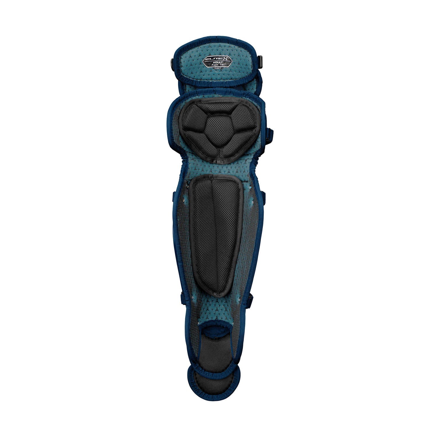 Easton-Elite-X-ELXLGY-Youth-14-Inch-Catchers-Leg-Guards-Navy-Front-View