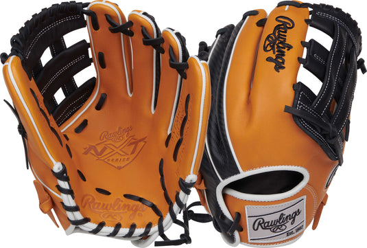 Shop the 2025 Rawlings NXT 11 3/4" Infielder's Baseball Glove NXT205U-6T at SPC Sports. Designed for travel ball players, featuring smooth pro soft leather, Pro H web, and a sleek black and tan colorway.