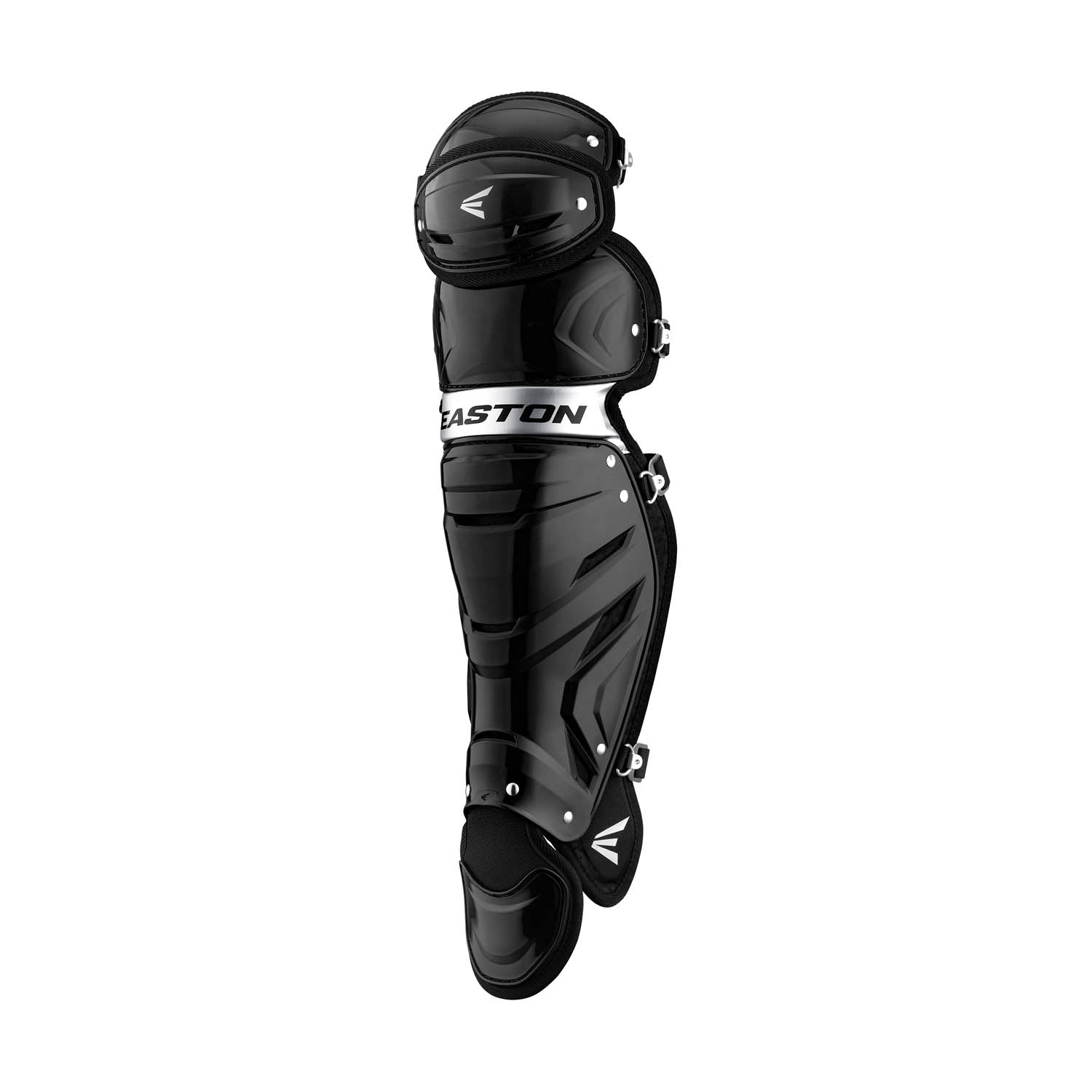 Easton-Gametime-GMETMELGI-Intermediate-15-5-Inch-Catchers-Leg-Guards-Black-Front-View
