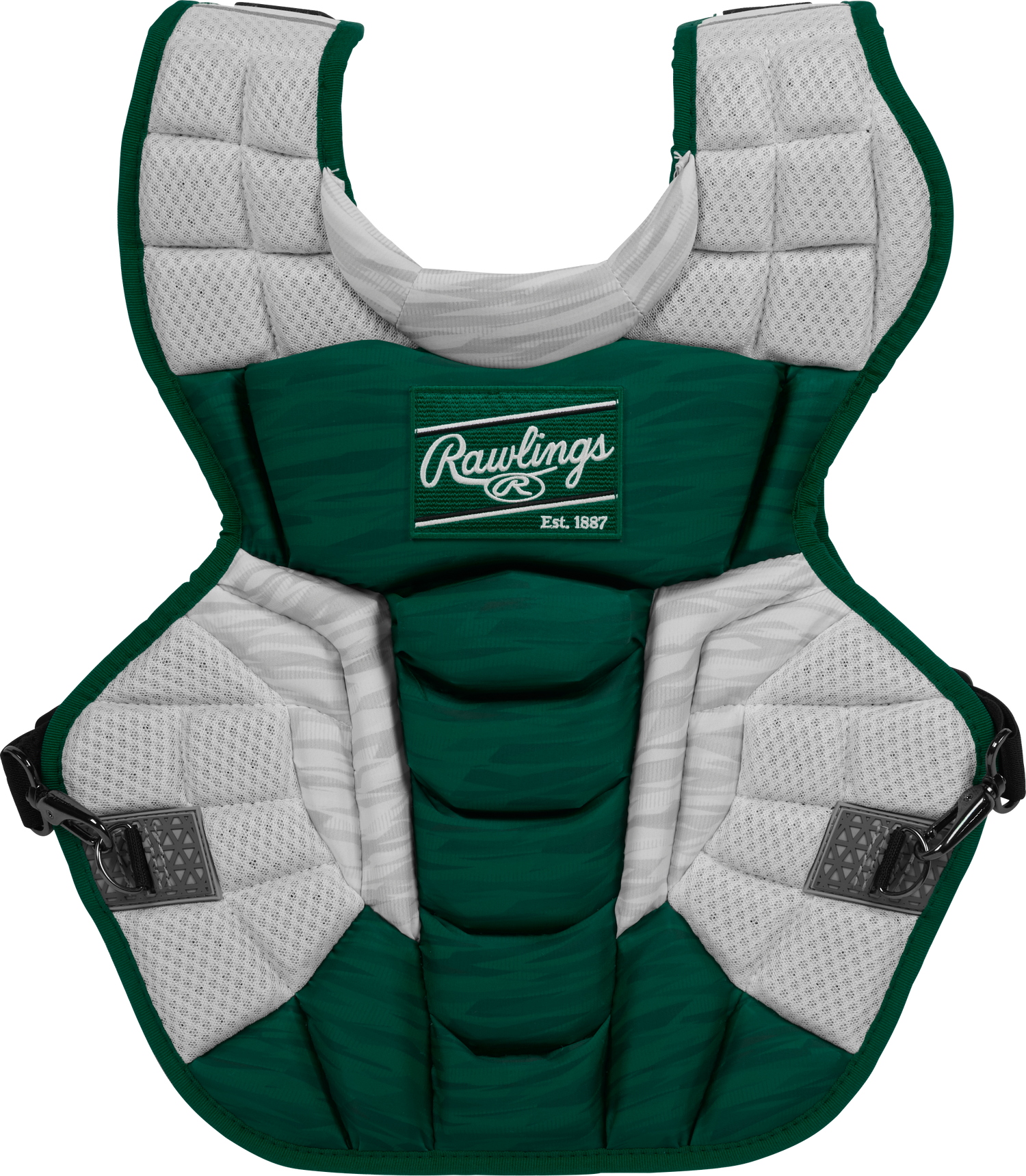 Rawlings-VELO-2.0-CPV2NI-Intermediate-15-5-Inch-Catchers-Chest-Protector-Dark-Green-White-Front-View