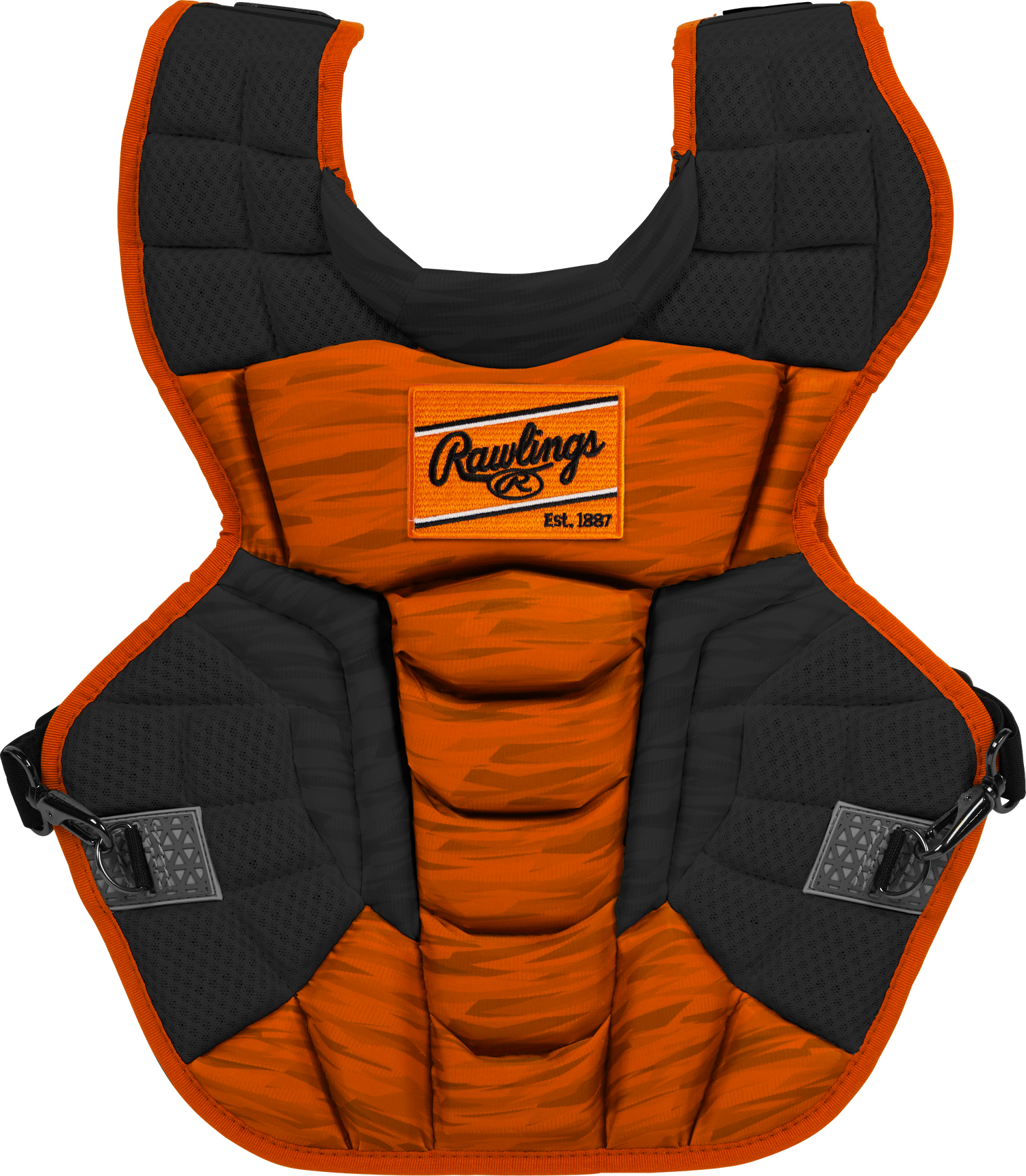 Rawlings-VELO-2.0-CPV2NI-Intermediate-15-5-Inch-Catchers-Chest-Protector-Black-Orange-Front-View
