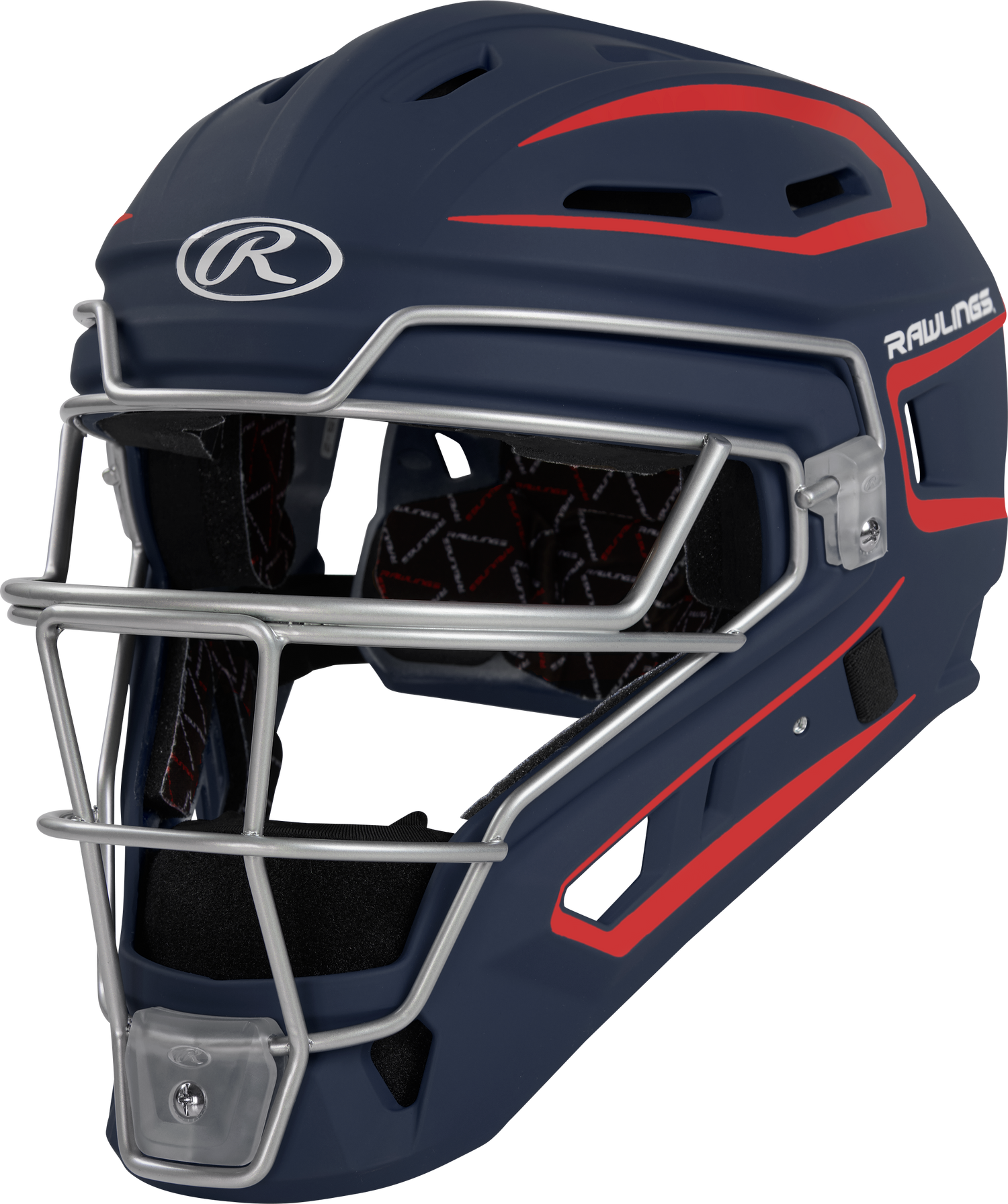 Rawlings-VELO-2.0-CHV27J-Matte-Junior-Catchers-Helmet-Navy-Scarlet-Front-View